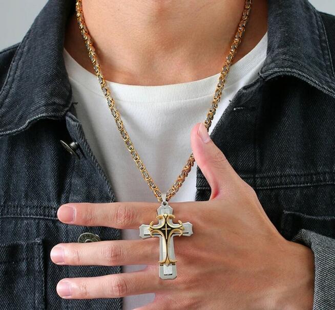 Komplet męski łańcuszek I krzyż królewski 60 cm 9mm