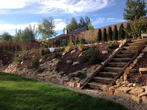 Płaski kamień ogrodowy na skarpy do ogródka ogrodu skalniak