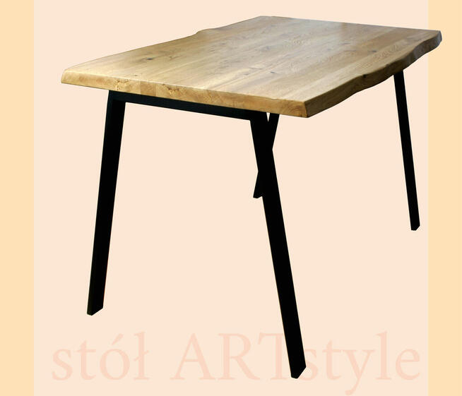 Stół dębowy na metalowych nogach, styl loft