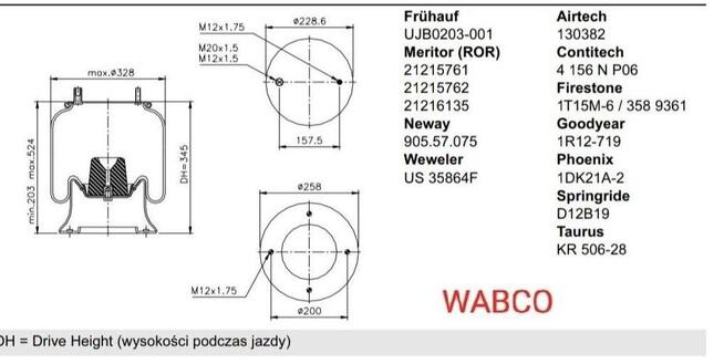 Poduszka miech pneumatyczny resor 4156NP06