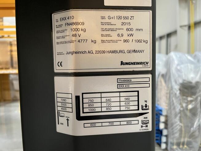 Jungheinrich EKX410 wózek systemowy z podnoszoną kabiną F.VA