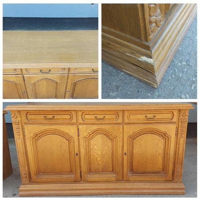 Dębowa KOMODA z WITRYNĄ SZKLANĄ SWARZĘDZ Dąb Jasny Gdańsk