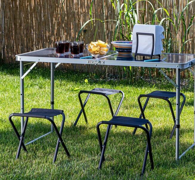 STOLIK TURYSTYCZNY SKŁADANY + 4 KRZESŁA zestaw mebli