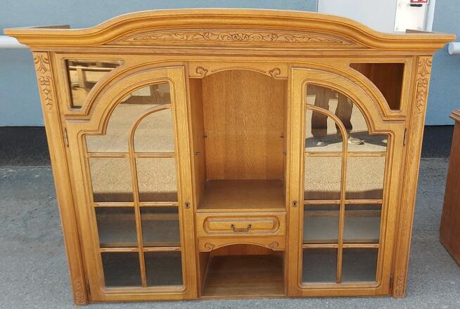 Dębowa KOMODA z WITRYNĄ SZKLANĄ SWARZĘDZ Dąb Jasny Gdańsk