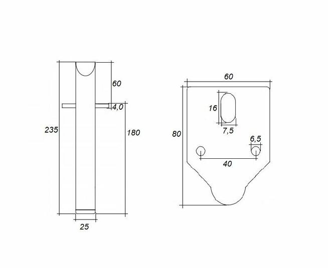 Noga, meblowa, metalowa, SL01, h-180, czarna