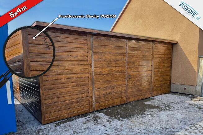Garaż Blaszany z blachą drewnopodobną 5x4m