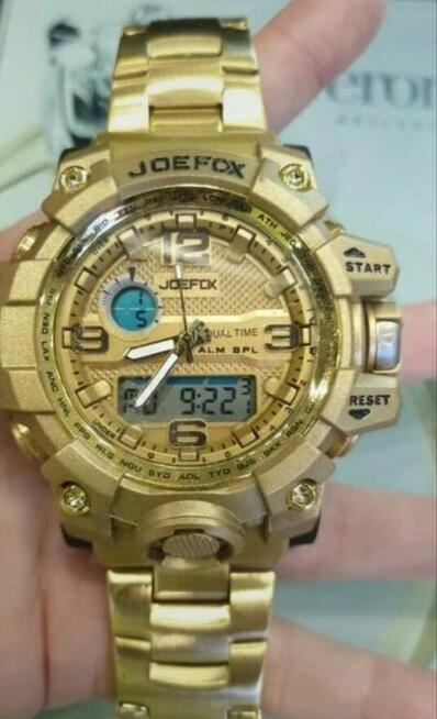 Zegarek męski duży analogowo cyfrowy na bransolecie