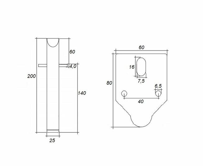 Noga metalowa, czarna, SL01 h-140