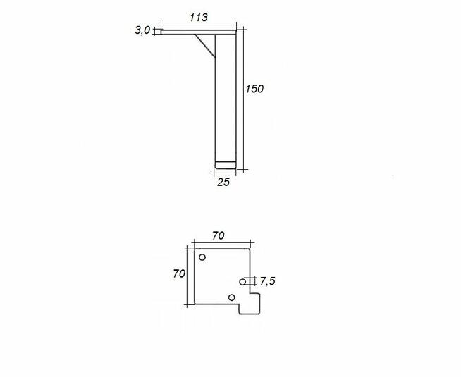 Noga metalowa, czarna, Inspire, h-150