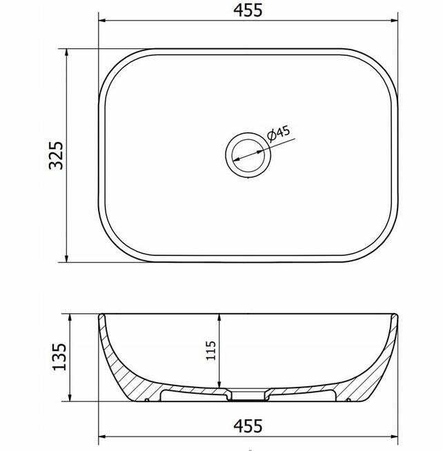 Umywalka ceramiczna nablatowa 45x32 cm Kamień 3 wzory