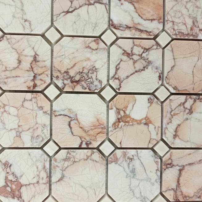 Mozaika octagon z marmur Sakura & Beige Crystallino