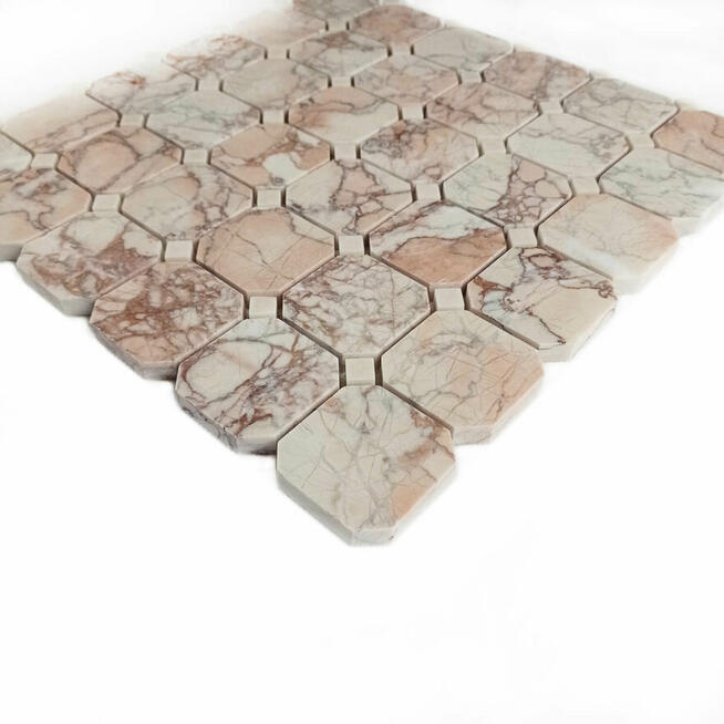 Mozaika octagon z marmur Sakura & Beige Crystallino