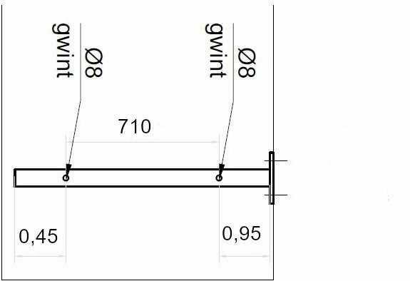 wspornik do daszka nad drzwi z aluminium 85cm