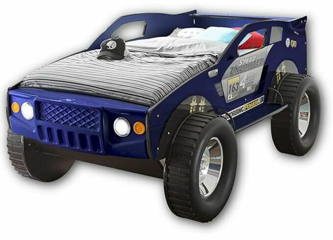 Jeep łóżko w kształcie samochodu niebieski, 120 x 214 x 95 c