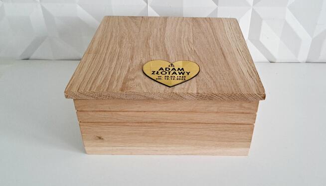 Urna dębowa kremacyjna pogrzebowa gratis tabliczka z danymi