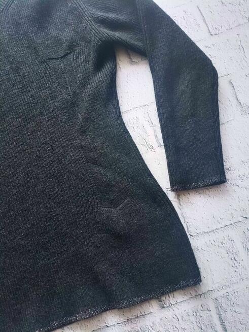 Granatowy sweter/ golf ze srebrną nitką - 36/38