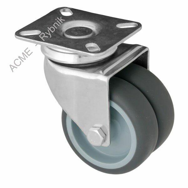 Kółko Koło Meblowe 2x50 mm Gumowe Obrotowe Do Krzesła Biurka