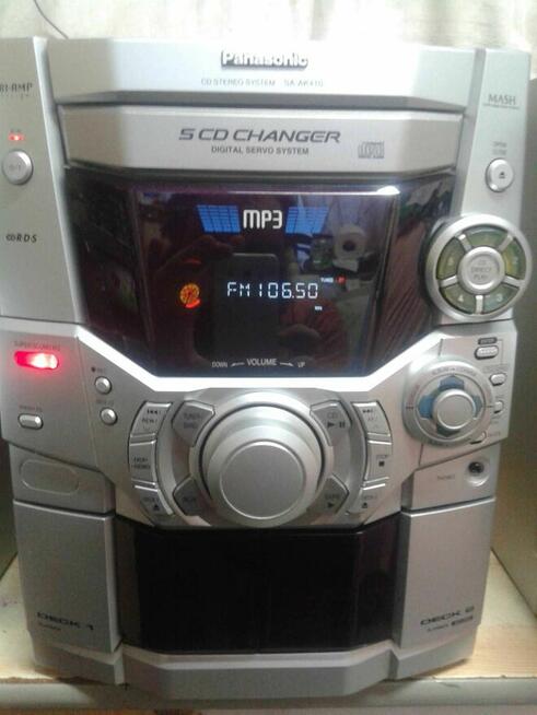 Wieża stereo PANASONIC moc 2x150W 5CD RDS stan b dobry