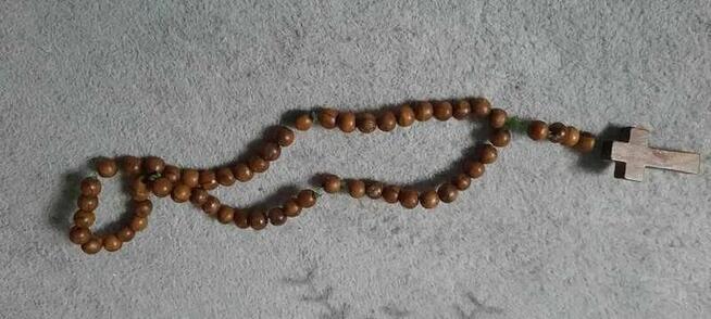 Różaniec -lata 70 XX wieku - Rękodzieło PRL- real foto