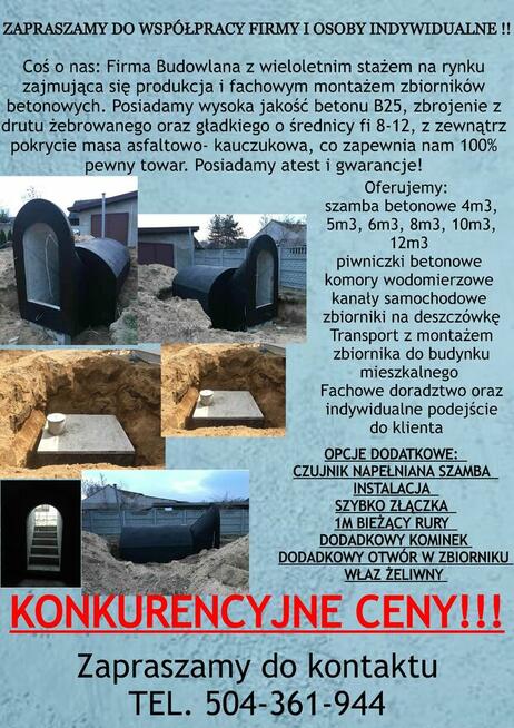 Szamba betonowe od 4m3 do 12m3