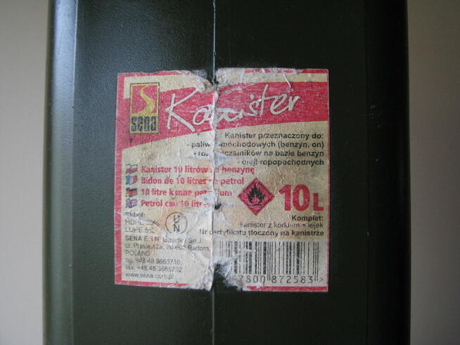Kanister 10 l pojemnik baniak plastikowy z zakrętką na paliw