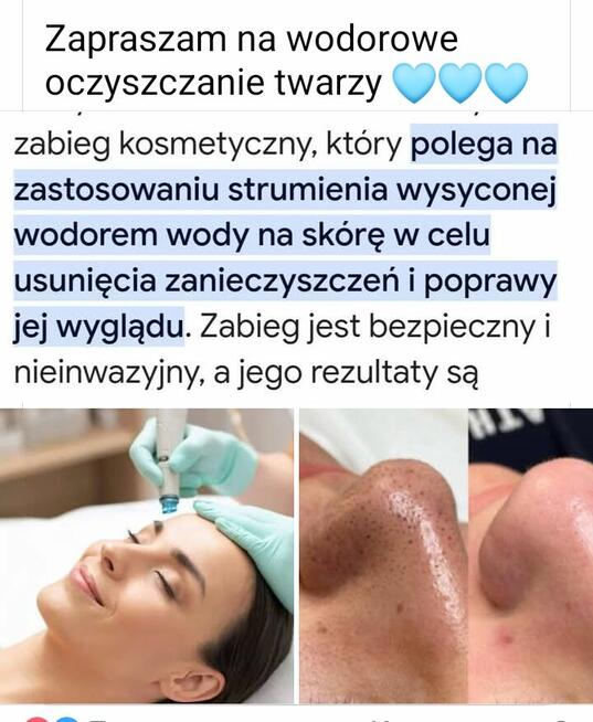 Wodorowe oczyszczanie twarzy