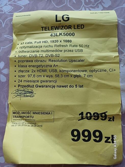 TELEWIZOR LG 43LK5000PLA