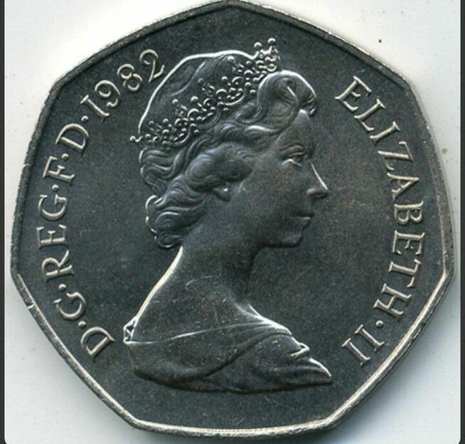 Elżbieta II 1982r Rzadkość .. 50pensow