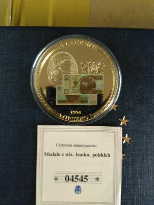Medale z wizerunkiem banknotów polskich Mieszko 1
