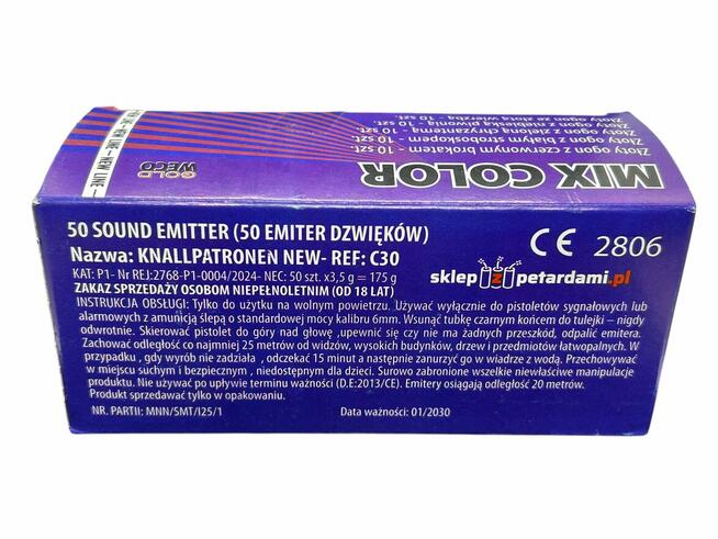 RACE PISTOLETOWE KOLOROWE MIX COLOR GWR30 GOLD WECO 50 SZTUK