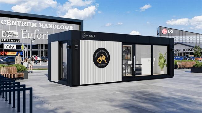 Pawilon Biurowy Kontener Handlowy Usługowy Salon 10x3 z wc