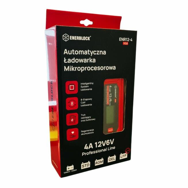 Automatyczna ładowarka mikroprocesorowa Enerblock 6/12V 4A L