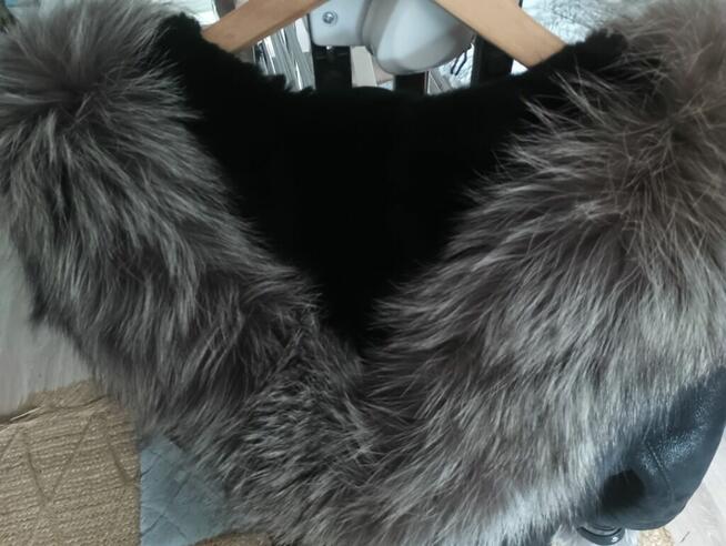 Kożuch damski naturalny z lisem. Polski