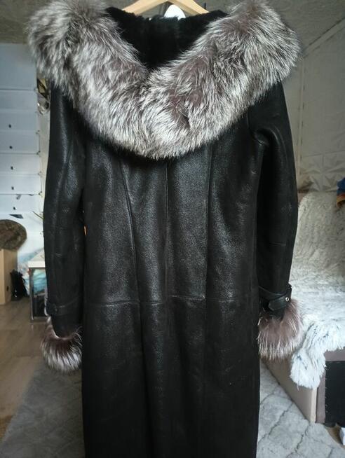 Kożuch damski naturalny z lisem. Polski