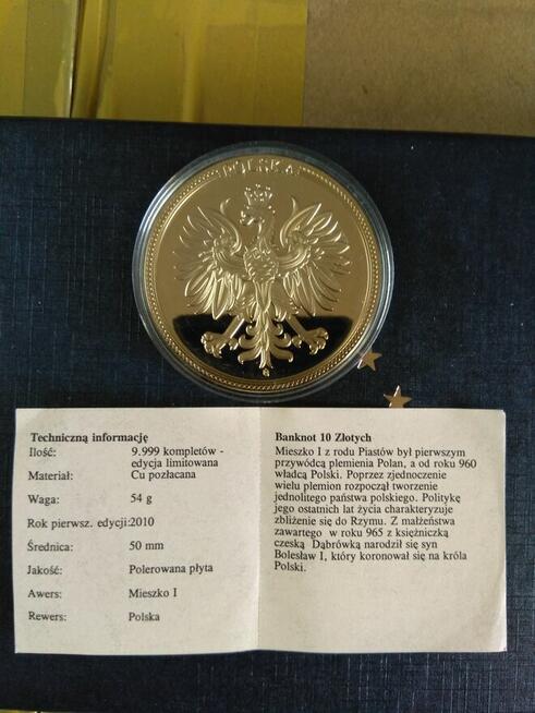 Medale z wizerunkiem banknotów polskich Mieszko 1