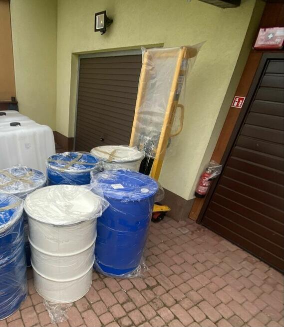 Beczka 200l kolor, niebieski , biały metalowa Faktura Vat