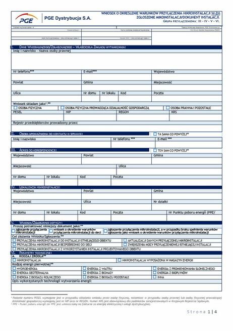 Wypełnie wnioski zgłoszeniowe ZM do PGE/TAURON/ENERGA/ENEA -
