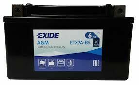 Akumulator 6Ah 90A motocyklowy EXIDE ETX7A-BS YTX7A-BS 12V E