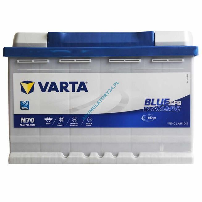 Akumulator Varta Blue Dynamic EFB START&STOP 70Ah 760A N70