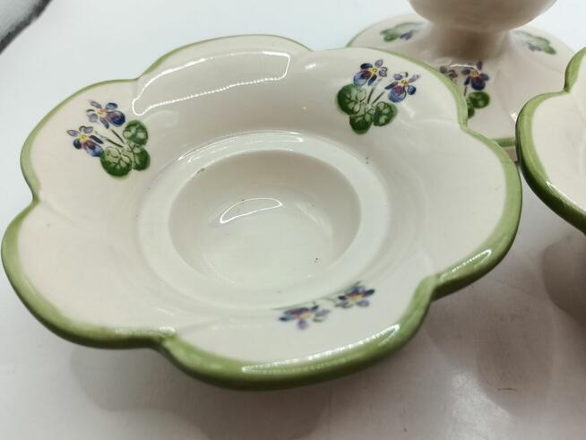 Trzy świeczniki Zell ręcznie malowane fiołki