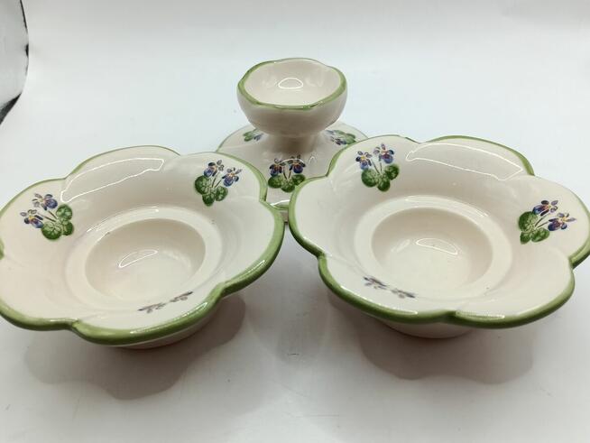 Trzy świeczniki Zell ręcznie malowane fiołki