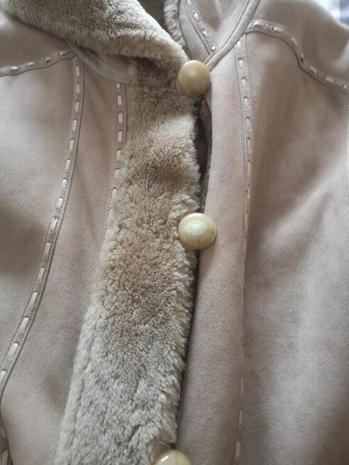 ALLEGRIA kożuch damski naturalny kaptur jasny futro r. 36-38