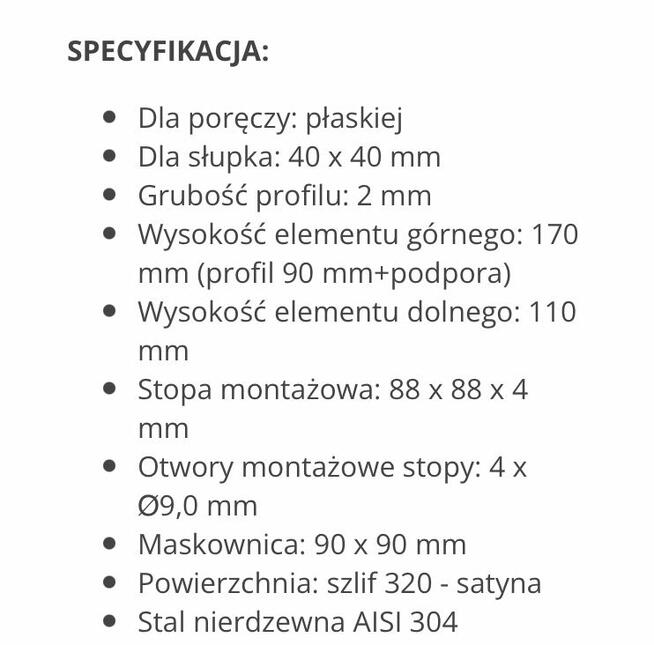 Okucia balustrady nierdzewne