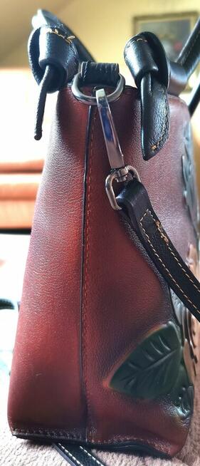 Piękna Damska Torebka Skórzana We Wzór Kwiatów 3D SKÓRA NATU