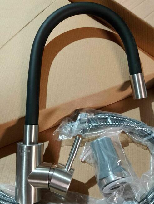 Bateria kuchenna elastyczna gięta wylewka Czarny / inox Nowa