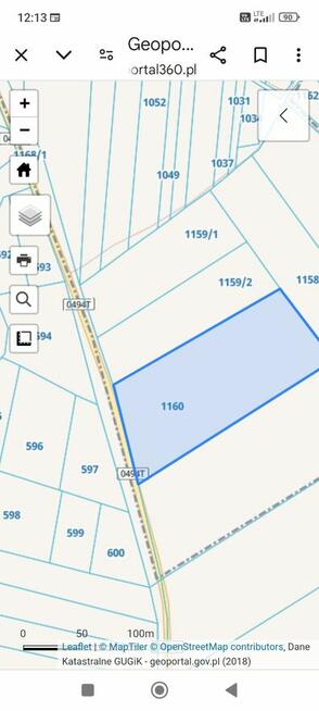 Sprzedam działkę leśną przy drodze asfaltowej