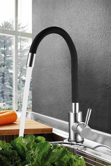 Bateria kuchenna elastyczna gięta wylewka Czarny / inox Nowa