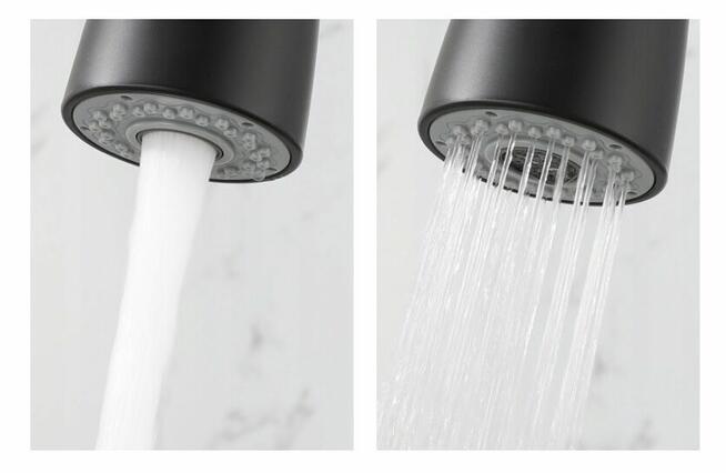 Bateria kuchenna elastyczna wylewka stojąca Czarna / Chrom