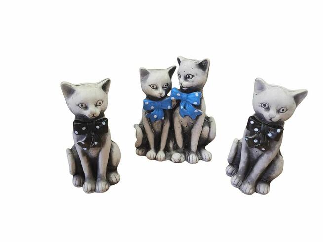 Komplet figurek dekoracyjnych kotki gipsowe Kot Kotki