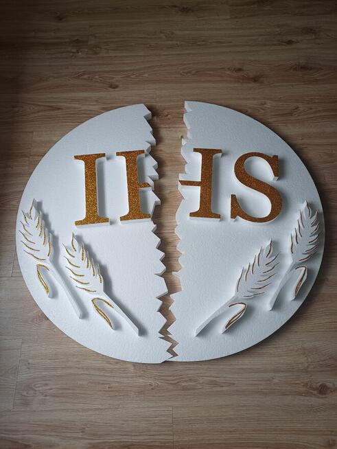 Hostia przełamana z kłosami dekoracja Wielkanoc Grób Pański